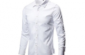Mens 100% Cotton Long Sleeve Shirt -White