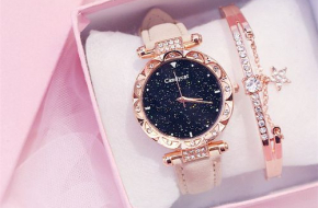 Watch Fashion Rhinestone Wrist Watch For Ladies + Bracelet Watch