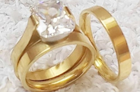 18 Karat Gold Plated Wedding Ring Set
