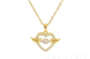 Ladies Luxurious Diamond Angel Wings Necklace-Gold