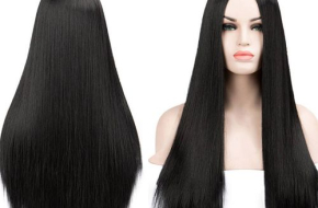 Huameisi Long Straight Wigs Hair For Women Ladies Wig Black 24”